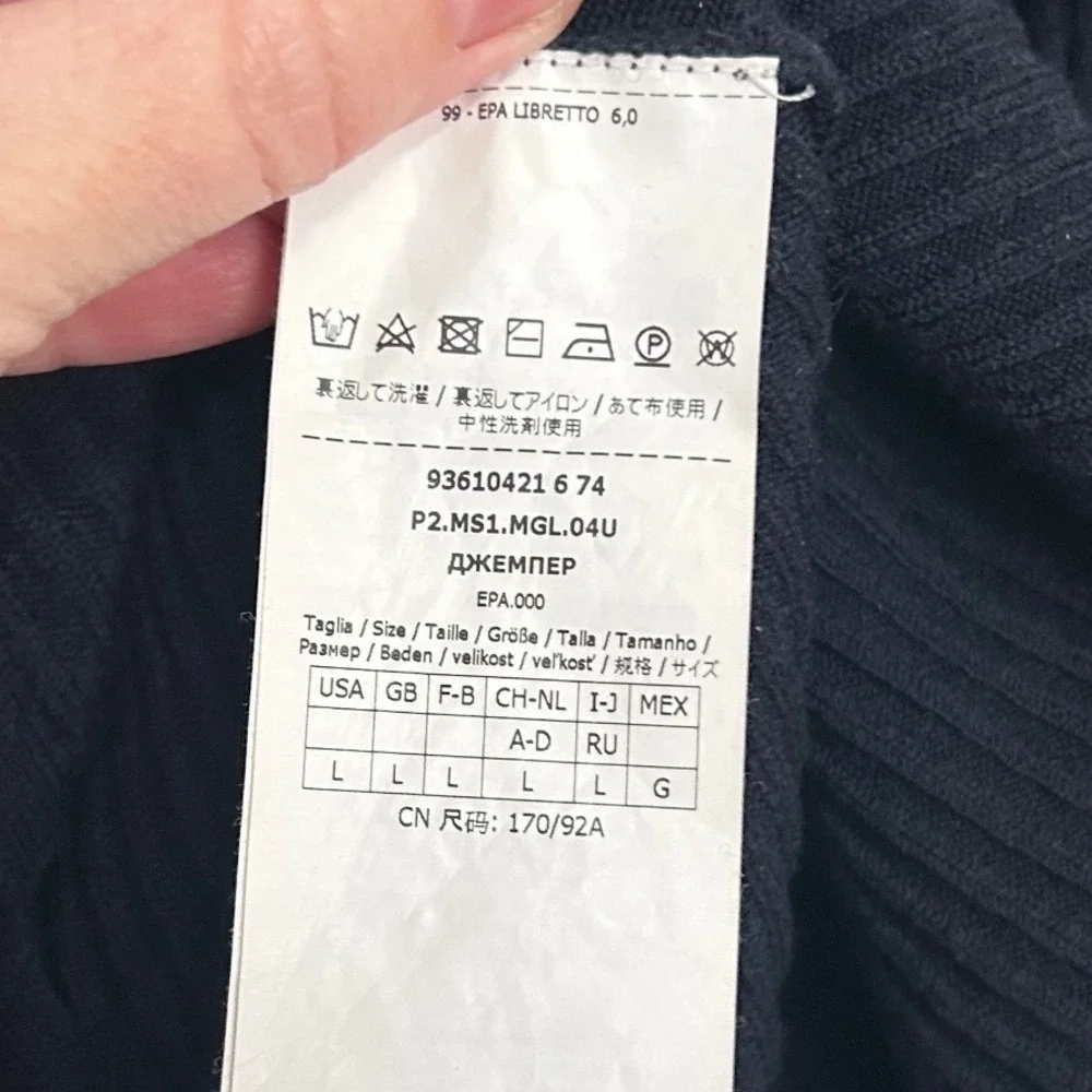 'S Max‎ Mara Black Ribbed V Neck Button Up Long Sleeve Sweater Top L - Picture 9 of 14